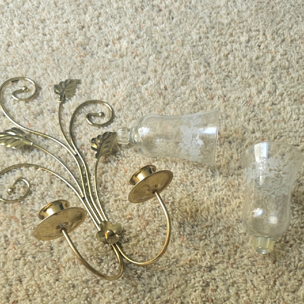 Elegant Gold and Silver Wall Sconce with Glass Votives